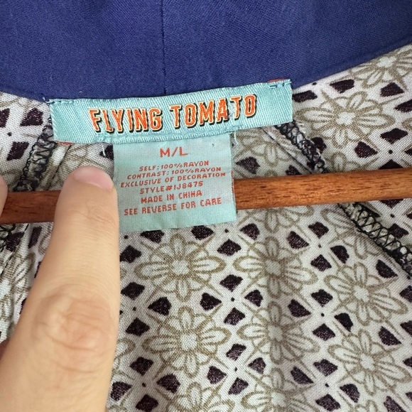 Flying Tomato Open Front Hi-Low Peasant Kimono Cardigan Women’s size M/L - Picture 6 of 7
